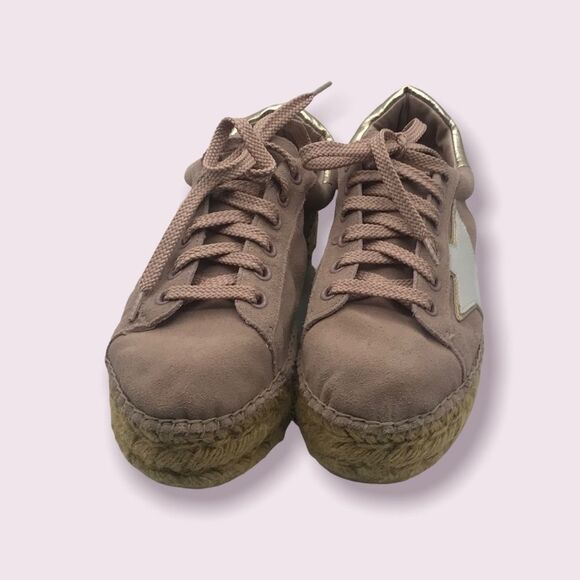 Steve Madden Pink Suede Platform Sneakers Espadrille Sole Size 7 Y - Picture 3 of 7